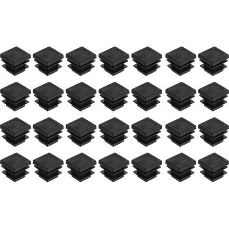 28 Pièces Bouchons Carrés en Plastique, 16mm x 16mm x 14mm Hauteur pour 11-14mm Tuyau Pied de Chaise Bouchons Embouts Carrés d'extrémité de Protection en PE pour Tables, Noir (1/5)
