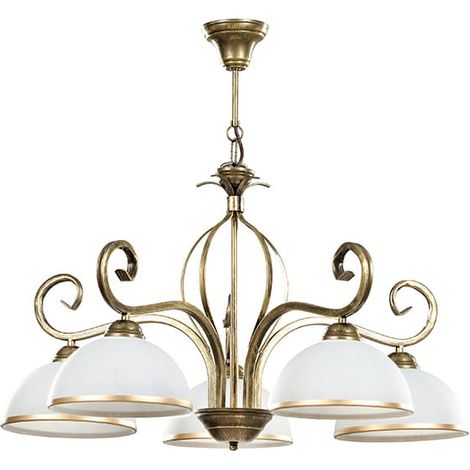 Suspension Emibig Wivara doré/blanc 5xE27 66cm métal (1/5)
