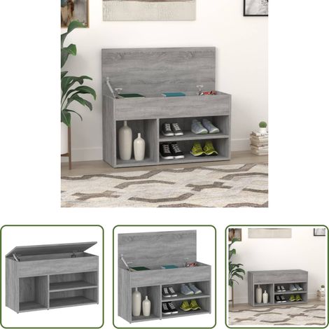 Schuhregal - Schuhbank Grau Sonoma 80x30x45 cm Holzwerkstoff (1/5)