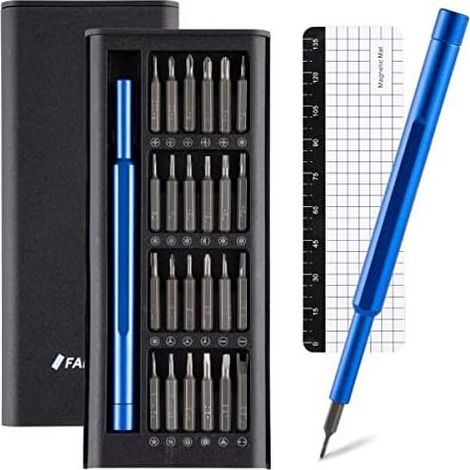 Kit Tournevis de Precision 26 en 1 avec Torx T2 T3 T4 T5 T6 T8 T9 T10 Etoile P2 P5 Triwing Y000 Compatible iPhone Macbook Switch PS4 Smartphone Laptop PC Lunettes Montre Bleu (1/5)