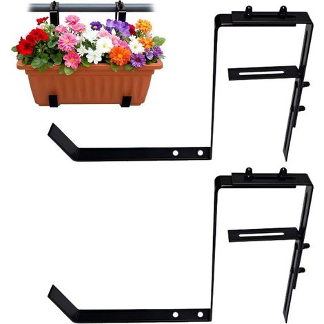 Blumenkastenhalterung für Balkongeländer und Brüstungen, 2 Stück, Pflanzgefäßhalter, Metall-Pflanzgefäßhänger für Balkon (1/4)