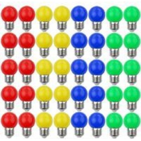 Pack of 40 3W LED Color Bulbs, E27 Mini Globe Bulbs, for Weddings, Halloween, Christmas (1/2)