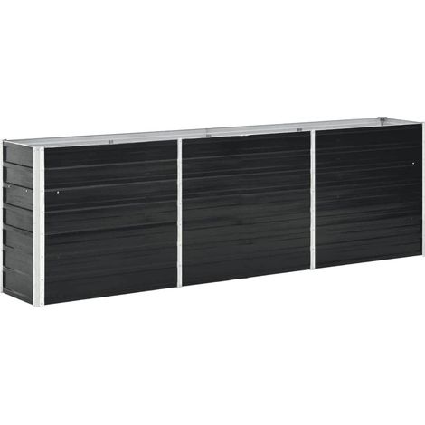 Maison Chic – Jardinière bac à fleurs surélevée en acier galvanisé 240x40x77 cm – Couleur anthracite – Fond ouvert pour drainage optimal