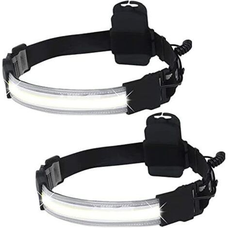 Lampe frontale COB, paquet de 2 phares à LED 220 ° large faisceau Mini torches frontales (batterie non incluse) (1/5)