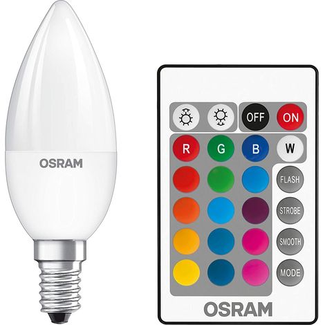 Osram Set 2 Lampadine 4.5W LED RGB+Warm White 2700K Attacco E14 Con Telecomando