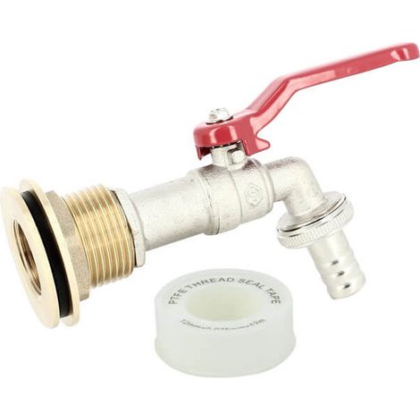 Passe paroi laiton mâle 1'' - femelle 3/4'' avec robinet laiton ECO (1/4)