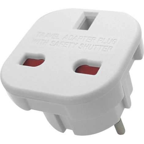Adaptateur de voyage prise britannique vers prise européenne compatible Angleterre Irlande Malte et Malaisie blanc (1/5)