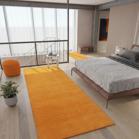 Tapis Loribaft Tapis Teppstar - Tapis en laine - 300x80cm, Rectangular - 100% Laine vierge - Tissé main - Orange