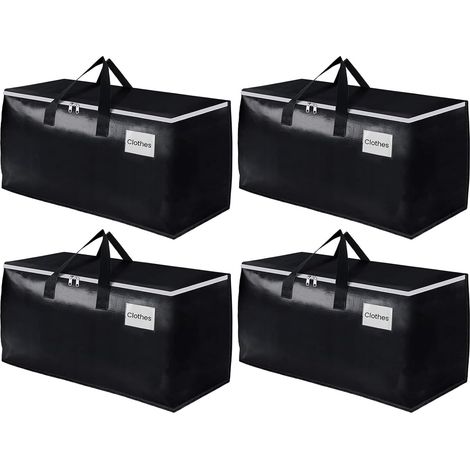 Set mit 4 wasserdichten Aufbewahrungsbeuteln mit Reißverschluss zum Transportieren und Aufbewahren von Kleidung, schwarz, 69 x 35 x 38 cm (1/5)