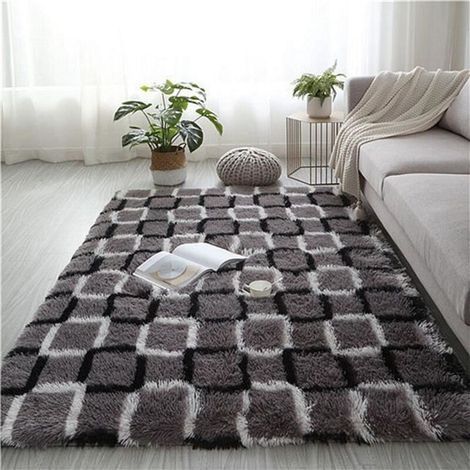 Tapis De Salon Shaggy Polyester Treillis 120 X 160cm (1/3)