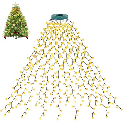 Guirlande lumineuse pour sapin de Noël, 2m x 16 Lines 400 LED avec 8 modes d'éclairage, fonction mémoire et minuterie pour sapin de Noël de 1,5 à 3m intérieur et extérieur - Blanc chaud (1/5)