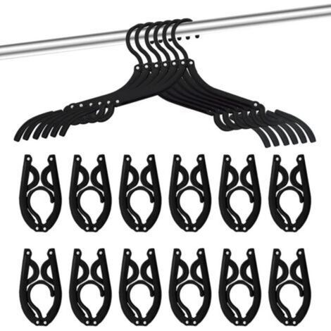 Lot de 12 cintres Pliables pour Voyage Noir (1/5)