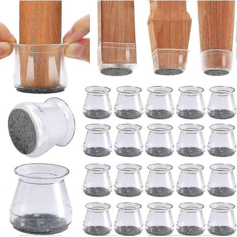 Lot de 20 petits protège-pieds de chaise en silicone pour protéger les sols, patins antidérapants en feutre pour pieds de meubles, embouts anti-rayures (1/5)