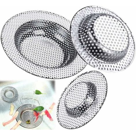 Lot de 3 Crépine dÉvier Cuisine, Filtre à Évier en Acier Inoxydable Anti-Engorgement avec Trous Perforés, Drains dEvier Durables, Idéal pour Les Évier de Cuisine (1/5)