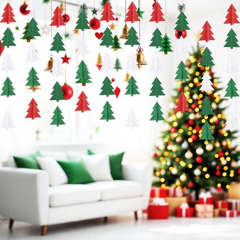 Lot de 20 guirlandes de Noël 3D en papier à suspendre pour fête de Noël, fête prénatale, fête prénatale, décoration de forêt (1/5)
