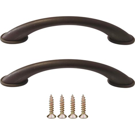 2x Poignée de meuble entraxe 96mm plastique placard porte cuisine armoire tiroir buffet maison, marron foncé (1/5)