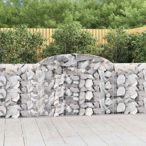 Paniers à gabions arqués 8 pcs  Mur en gabion Clôture de gabion 300x30x100/120 cm fer galvanisé 87061