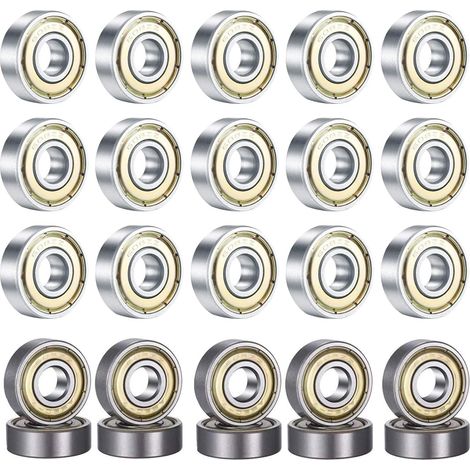 Roulements à Billes,20 Pièces 608 ZZ Roulements,Ball Bearings,for Patins,Skateboard Scooters Inline Skates 8mm x 22mm x 7mm (1/5)