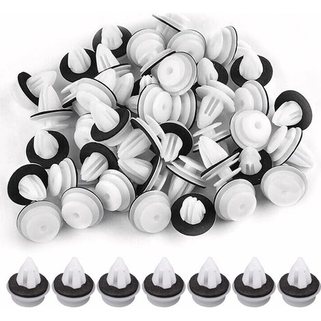 Ahlsen 50 clips de sujeción para coche, clips universales para retenedor de vehículos, remaches de plástico, sujetador de panel de carrocería para paneles de puerta de coche (blanco) (1/5)