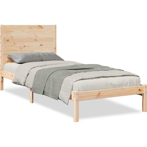Lit Adulte - Cadre de lit extra long 90x220 cm bois massif fr25754 (1/5)