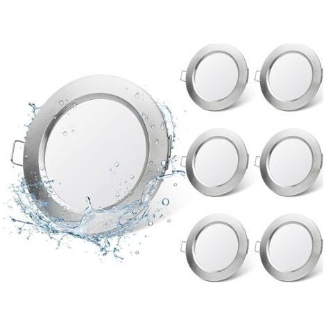 Spot LED encastrable plat Spots LED 6W IP44 encastrables Blanc chaud 3000K Spots encastrables set de 6 pour salon, salle de bain, bureau (1/5)