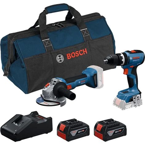 BOSCH Kit 0615A5008Z (GSB 18V-65 + GWS 18V-8 + 2 x 4,0Ah + GAL18V-40 + Borsa)
