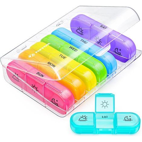 Pilulier hebdomadaire pour 3 doses par jour, grand pilulier de 7 jours avec compartiment séparé, pilulier portable pour médicaments, vitamines et huile de poisson (1/5)