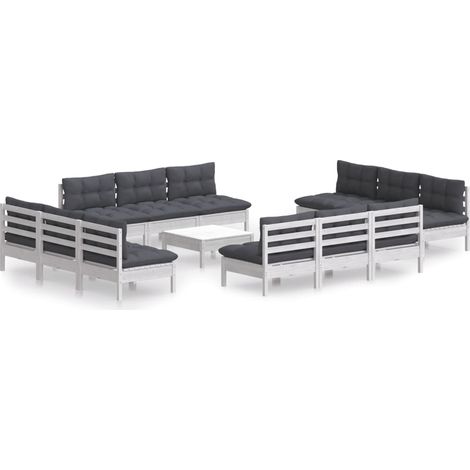 Maison Exclusive - 13-tlg. Garten-Lounge-Set mit Anthrazit Kissen (1/5)