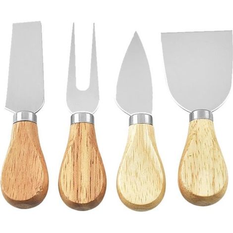Ensemble de 4 couteaux à fromage avec manche en bois d'acacia (1/4)