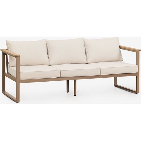 Canapé de jardin 3 places en aluminium et bois d'acacia Lipov SKLUM Moka Brown (1/5)