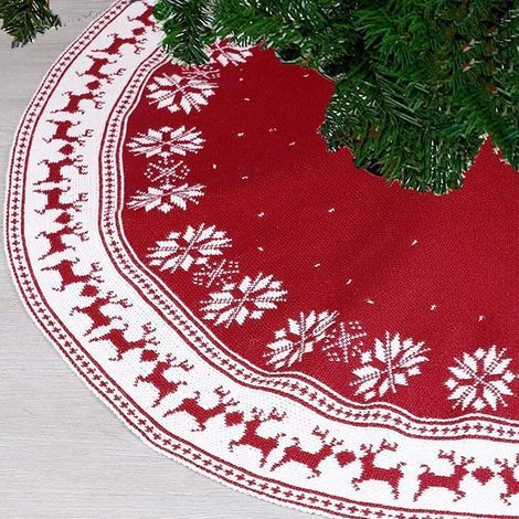 Jupe d'arbre de Noël Flocon de neige en peluche Ornement d'arbre de Noël Tapis d'arbre de Noël Couverture d'arbre Jupe d'arbre de Noël Tapis de fête Couverture d'arbre de Noël (122cm) (1/4)