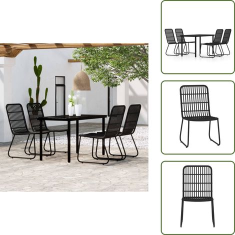 The Living Store Ensemble à manger de jardin 5 pcs Noir - Chaises de jardin (1/5)