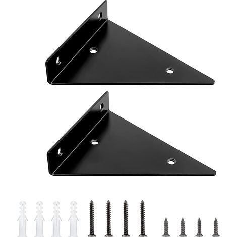 Regalhalterung, 2 Stück Stabile, wandmontierte, schwebende, unsichtbare Dreieckshalterung aus Eisen für Regale in Küche, Arbeitszimmer, Garten (130×140 schwarz) (1/5)