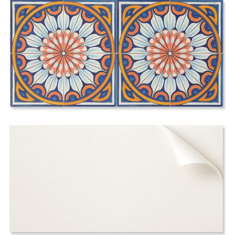 Panel autoadhesivo de vinilo impreso de 100x50 cm con estampado floral y detalles.