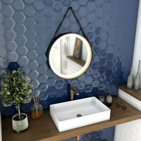 Mobili da Bagno Rotondo- Diametro 55cm - Nero opaco con finitura bronzo - CIRCLE HORUS LED