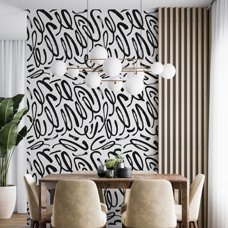 Papier peint - Motif Graphique - 9 LÉS de 60x260 cm - Surface L 540 x H 260 cm (1/4)