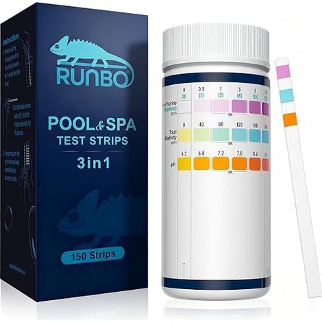 Testeur Piscine pour Eau de Piscine et Spa 150 Test durete d'eau pour Tester Chlore Libre, L'alcalinité Totale et pH (1/5)
