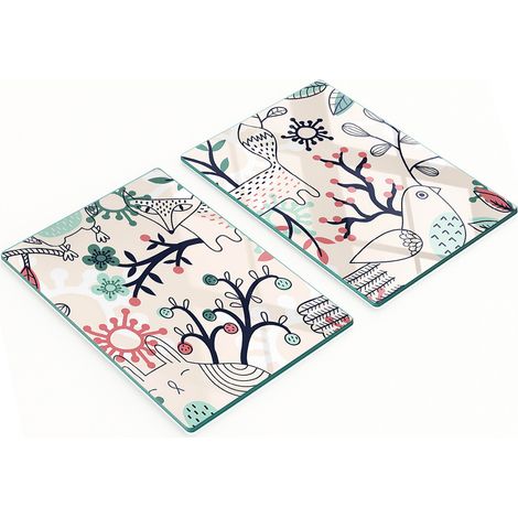Tableros de vidrio duraderos y elegantes con dise帽os de animales y flores, 2x40x52 cm.