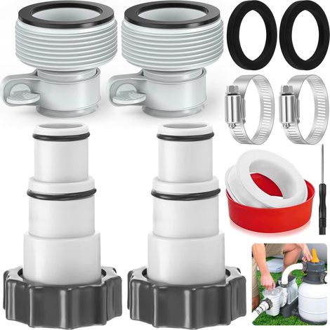 Adaptateur tuyau Piscine 32 38,4PCS Adaptateur de Tuyau de Rechange,Adaptateur Piscine,Adaptateur de tuyau depiscine Pompe accessoire Piscine,Raccord pour pompe Intex Tuyau Piscine Ø 32 38 mm (1/5)