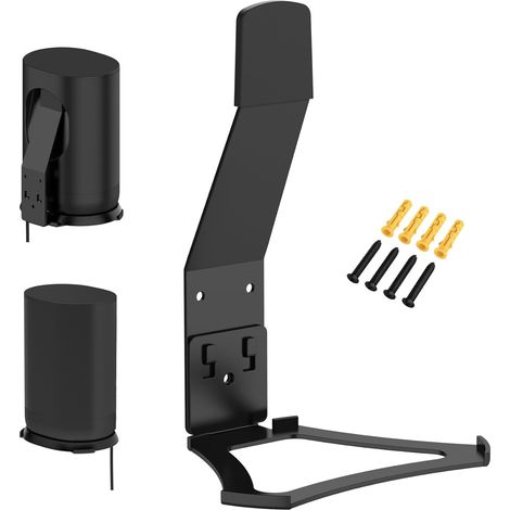 Kompatibel mit Sonos Move Wandhalterung, Sonos Move Ständerzubehör mit integriertem Kabelmanagement, Smart Home Lautsprecherzubehör Rack (Sonos Move, Schwarz) 2 Stück (1/5)