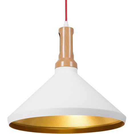 Lampe suspension blanche et dorée de style moderne (1/5)