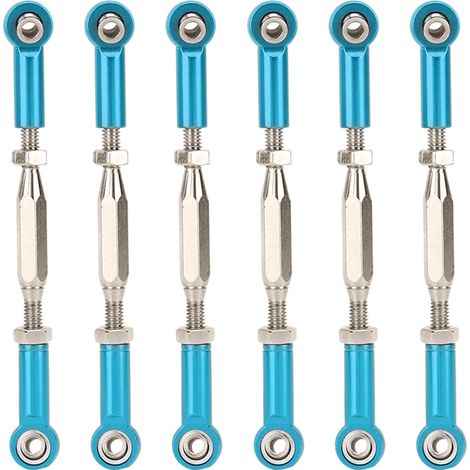 Lot de 6 tringles de servo en aluminium réglables 81mm pour accessoires RC voiture bleu (1/5)