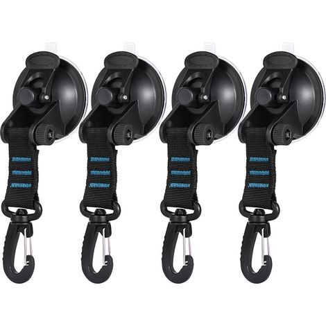 Suction Cup Anchors with Fixing Hook, Car Suction Cup Hook, Car Side Tent Tarp Accessory, for Car Camping Luggage, Boat (Blue) (1/5)