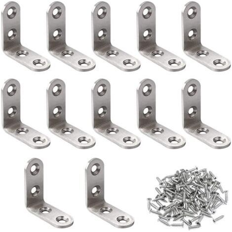 Stainless Steel Fixing Bracket, Right Angle Bracket, 90 Degree Right Angle Brackets, 12 Pieces 40x40mm Corner Fitting, Corner Braces for Fixing and Repairing Furniture with 50 Pieces (1/5)