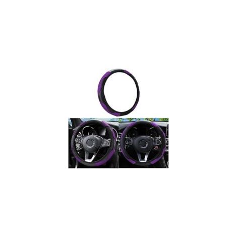 Couvre Volant Voiture, Housse Volant Voiture en Cuir Microfibre, Antidérapante, Respirante, élastique, 37-38cm, Protection Volant Voiture en Couleurs Patchwork, Accessoires Intérieur Voi