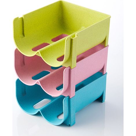 3-teiliges Flaschenregal für den Kühlschrank, stapelbarer Flaschenhalter aus Kunststoff (1/4)