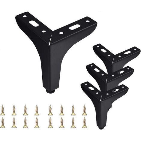 Verstellbare Schrankbeine, 4 Stück goldene Beine für Möbel, robuste Sofa- und Tischbeine aus Metall im modernen Diamant-Design, DIY-Ersatz, Dreieck, Fu-3,54 x 3,15 x 4 Zoll, Schwarz