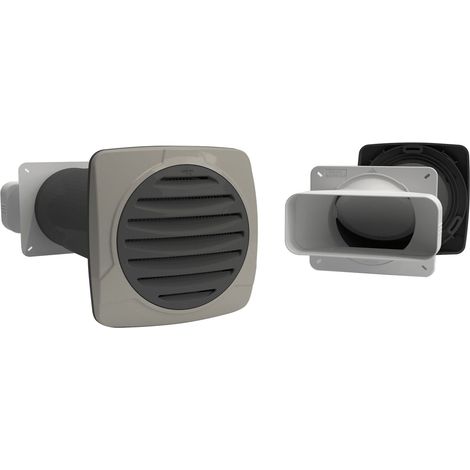 Optimairo N49054 Thermo-Mauerkasten, Lüftungsgitter Mauerdurchführung Rückstauklappe, energieeffizient, Kunststoff anthrazit grau, 222-89 mm (1/5)