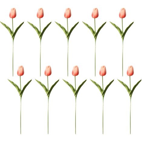 Tulipe Artificielle - 34 cm - Tige Flexible En Fil D Acier Recouverte De PU - Pour Décoration Maison Bureau Mariage - 10 Pièces (1/5)