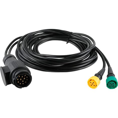 Câble de Remorque 5 m Fiche 13 Broches et 2X Connecteur Faisceau de Câblage à 5 Broches avec Connecteur à Baïonnette pour Éclairage de Remorque Feux Arrière (1/5)